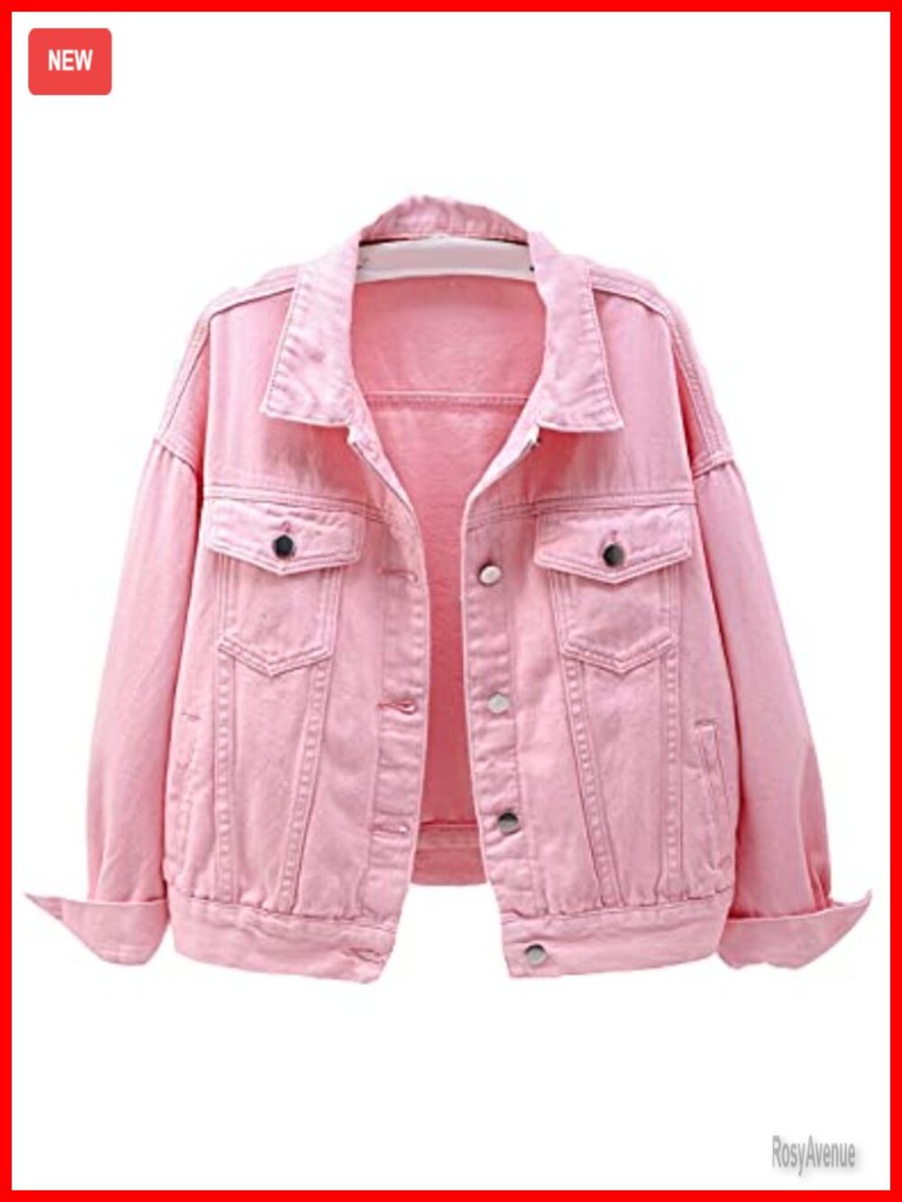 Women's Cotton Denim Jacket Button Front Long Sleeve Vintage Loose